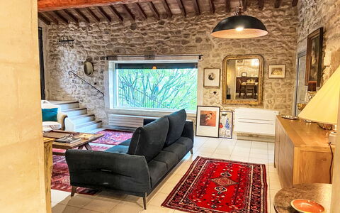 Mas du Castelet: Furniture, Interior Design, Flooring, Couch, Wall, Floor, Wood, Living Room, Room, Ceiling