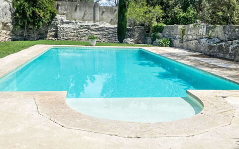 Mas du Castelet: Blue, Swimming Pool, Composite Material, Concrete, Flagstone, Resort, Water Feature, Tile, Shade, Backyard