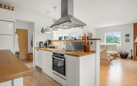 Cate - 900M from the Sea: Kitchen, Flooring, Countertop, Wood, Kitchen Appliance, Furniture, Interior Design, Cabinetry, Floor, Major Appliance