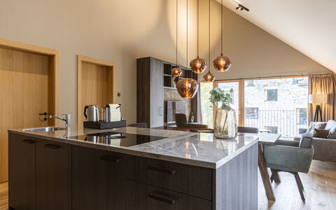 Schruns 600: Interior Design, Kitchen, Flooring, Light Fixture, Countertop, Furniture, Wood, Ceiling, Floor, Lighting