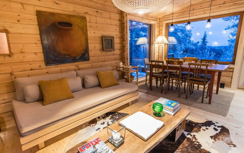 Kelokaltiokylän Maja 22: Interior Design, Furniture, Flooring, Floor, Wood, Ceiling, Living Room, Wood Flooring, Couch, Home
