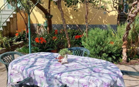 Casa Annalù With Garden, Wifi, Bogliasco: Furniture, Table, Chair, Outdoor Furniture, Tablecloth, Outdoor Table, Shade, Kitchen & Dining Room Table, Garden, Outdoor Structure