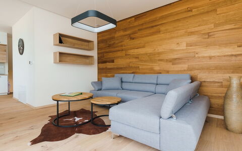 Loucna Pod Klínovcem 176: Furniture, Flooring, Interior Design, Wood Flooring, Wood, Floor, Laminate Flooring, Ceiling, Living Room, Room