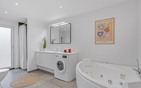 Runhild - 450M from the Sea: Flooring, Interior Design, Floor, Ceiling, Plumbing Fixture, Lighting, Room, Bathroom, Tap, Plumbing