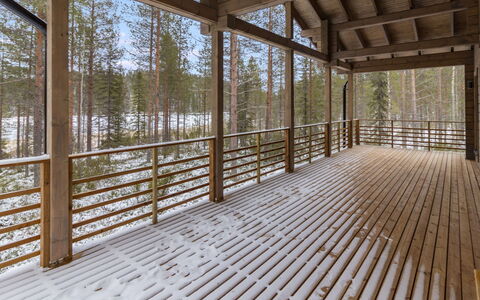 Villa Korpi: Wood, Hardwood, Wood Flooring, Plank, Deck, Natural Material, Porch, Wood Stain, Lumber, Daylighting