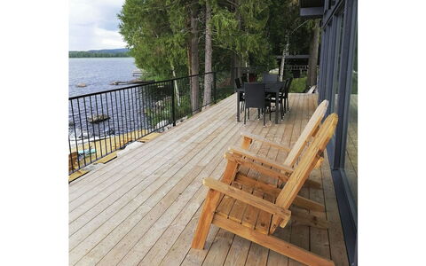 Lakeside Villa: Bed, Furniture, Bedroom, Interior Design, Bedding, Bed Sheet, Flooring, Wood, Floor, Room