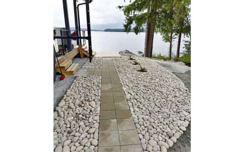 Lakeside Villa: Bed, Furniture, Bedroom, Interior Design, Bedding, Bed Sheet, Flooring, Wood, Floor, Room