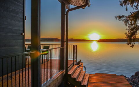 Lakeside Villa: Bed, Furniture, Bedroom, Interior Design, Bedding, Bed Sheet, Flooring, Wood, Floor, Room
