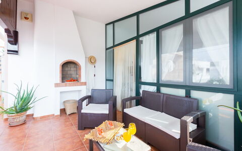 Appartamento Lido Specchiolla: Furniture, Interior Design, Flooring, Floor, Ceiling, Room, Chair, Living Room, Wood Stain