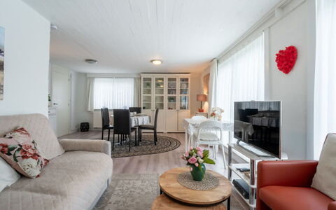 Zeelucht with Private Garden: Furniture, Interior Design, Couch, Wall, Flooring, Ceiling, Floor, Wood, Room, Living Room