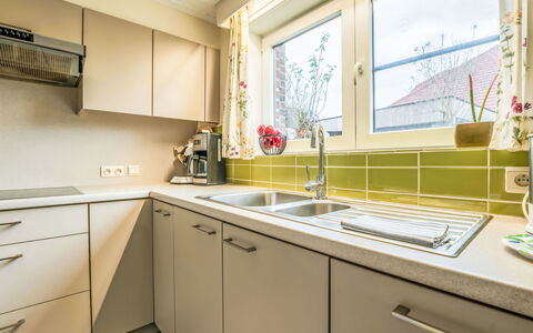 Zeelucht with Private Garden: Kitchen, Countertop, Kitchen Appliance, Kitchen Sink, Interior Design, Major Appliance, Flooring, Plumbing Fixture, Cabinetry, Sink