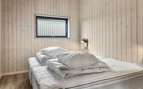 Tydkil - 250M from the Sea: Bedroom, Wood, Bed, Bed Sheet, Ceiling, Interior Design, Floor, Flooring, Bedding, Furniture