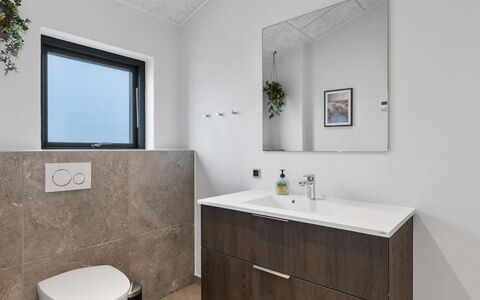 Tydkil - 250M from the Sea: Wall, Flooring, Floor, Bathroom Cabinet, Plumbing Fixture, Bathroom Sink, Interior Design, Sink, Bathroom, Tap
