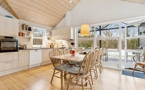Tomine - from the Sea: Wood, Ceiling, Interior Design, Furniture, Home, Kitchen & Dining Room Table, Kitchen, Wood Flooring, Chair, Room