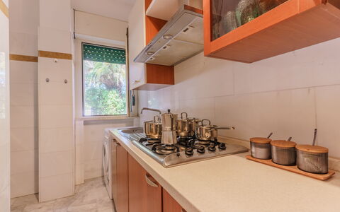 Villa Nami: Kitchen, Kitchen Appliance, Countertop, Major Appliance, Wood, Flooring, Interior Design, Kitchen Sink, Floor, Cabinetry