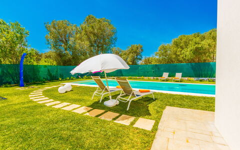 Villa Eufriama: Blue, Swimming Pool, Lawn, Garden, Leisure, Resort, Backyard, Artificial Turf, Shade, Landscaping