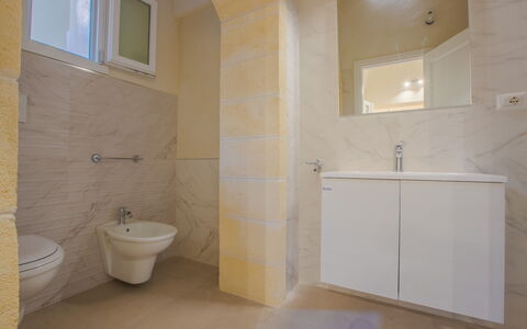 Casa Ettore: Flooring, Floor, Plumbing Fixture, Bathroom, Interior Design, Bathroom Sink, Sink, Plumbing, Tap, Tile