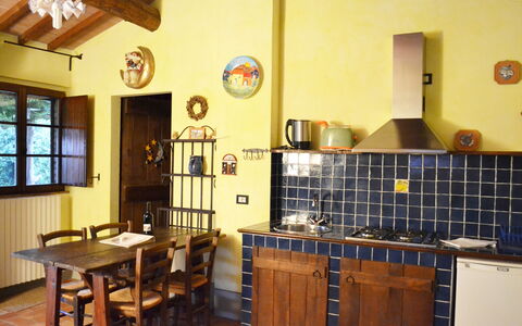 Appartamento La Vecchia Cedraia, Wifi, Perugia: Furniture, Interior Design, Wood, Flooring, Kitchen, Room, Floor, Kitchen & Dining Room Table, Ceiling, Table