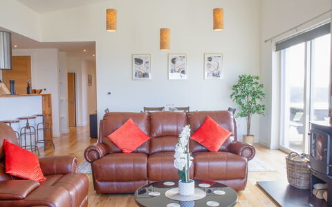 Salt Cottage: Furniture, Interior Design, Flooring, Couch, Wood, Floor, Ceiling, Room, Living Room, Table