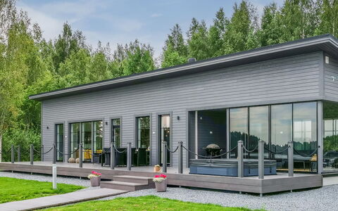 Villa Karhenhelmi: Furniture, Interior Design, Flooring, Floor, Table, Ceiling, Kitchen & Dining Room Table, Lighting, Chair, Home