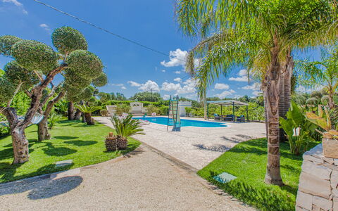 Trullo Poggio Con Piscina: Blue, Garden, Shade, Leisure, Landscaping, Tropics, Walkway, Eco Hotel