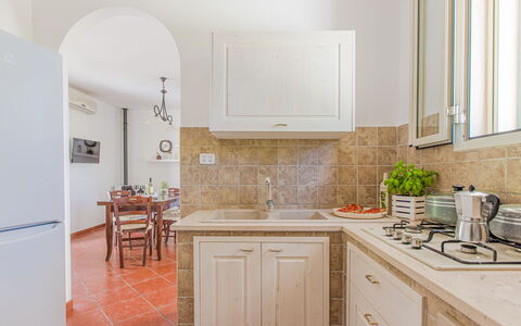 Trullo Poggio Con Piscina: Countertop, Kitchen Appliance, Kitchen, Interior Design, Cabinetry, Flooring, Furniture, Major Appliance, Floor, Ceiling