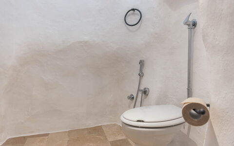 Masseria Le Monache: Plumbing Fixture, Toilet Seat, Plumbing, Toilet, Bathroom, Ceramic, Bidet, Tile, Plaster