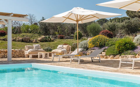 Masseria Le Monache: Outdoor Furniture, Umbrella, Shade, Chair, Garden, Resort, Flowerpot, Eco Hotel, Landscaping, Design