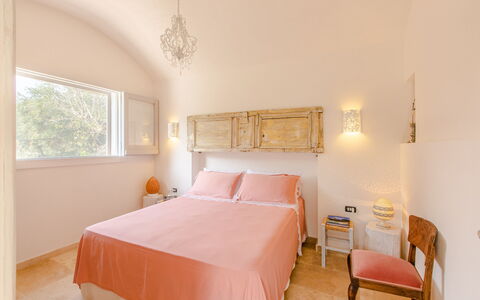 Trullo Della Quercia: Interior Design, Furniture, Wall, Bedroom, Flooring, Floor, Bed, Ceiling, Room, Wood