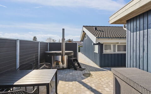 Annegret - 200M from the Sea: Furniture, Table, Outdoor Furniture, Outdoor Table, Chair, Wood Stain, Shade, Backyard, Cottage, Kitchen & Dining Room Table