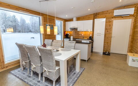 Villa Tuisku: Wood, Cottage, Wood Stain, Log Cabin, Light Fixture, Hardwood, Winter