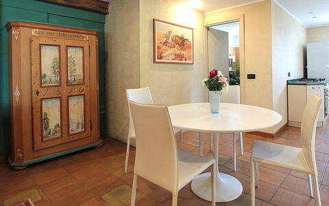 Silea Apartments, Pool, Garden, Treviso: Furniture, Interior Design, Flooring, Wood, Table, Floor, Dining Room, Room, Kitchen & Dining Room Table, Chair