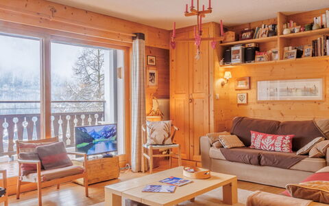 Champery 105: Furniture, Interior Design, Wood, Ceiling, Room, Flooring, Floor, Home, Living Room, Apartment