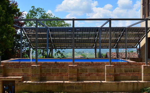 Relais San Desiderio: Swimming Pool, Composite Material, Metal, Shade, Daylighting, Beam, Design, Steel, Outdoor Structure