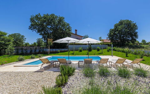 Juventa: Blue, Swimming Pool, Outdoor Furniture, Resort, Garden, Shade, Chair, Landscaping, Estate, Sunlounger