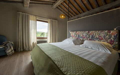 Villa delle Rose: Furniture, Interior Design, Linens, Bedroom, Textile, Bed, Ceiling, Room, Bedding, Bed Sheet