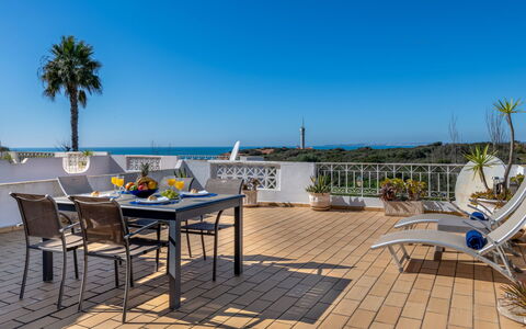 Sol Beach View Terrace: Furniture, Chair, Kitchen & Dining Room Table, Balcony, Resort, Shade, Eco Hotel, Outdoor Furniture, Houseplant