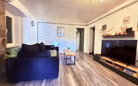 Apartment Niko, Private Garden, Wifi - Opatija: Interior Design, Flooring, Floor, Furniture, Couch, Wood, Ceiling, Room, Living Room, Wood Flooring