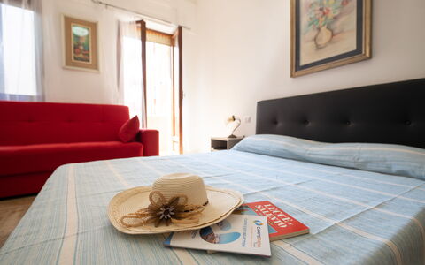 Gallipoli Apartment Ac, Seaside: Furniture, Interior Design, Floor, Apartment, Bed, Room, Bedroom, Home, Picture Frame, Bed Sheet