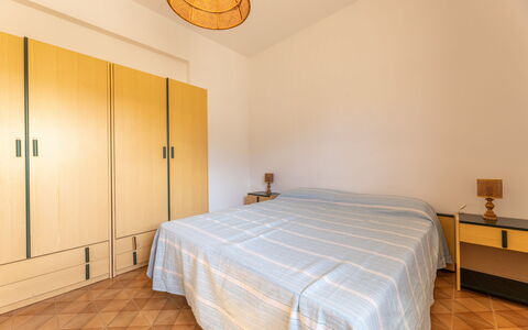 Giovanni Apartment In Gallipoli, Ac, Seaside: Interior Design, Flooring, Floor, Wood, Bedroom, Bed, Room, Furniture, Bed Sheet, Ceiling