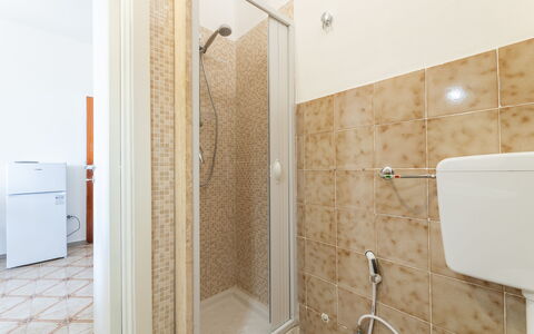 Sea View Apartment, Ac Gallipoli: Flooring, Floor, Plumbing Fixture, Interior Design, Plumbing, Room, Ceiling, Toilet, Bathroom, Apartment