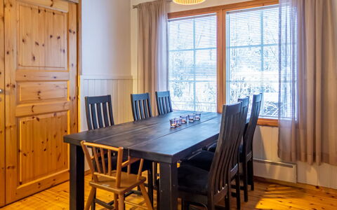 Katinkulma 2: Furniture, Flooring, Interior Design, Floor, Wood Flooring, Wood, Table, Ceiling, Kitchen & Dining Room Table, Dining Room