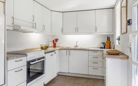 Ibbe - 3.5Km from the Sea: Kitchen, Kitchen Appliance, Countertop, Major Appliance, Flooring, Interior Design, Cabinetry, Furniture, Sink, Floor