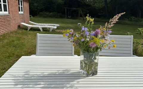 Ibbe - 3.5Km from the Sea: Furniture, Outdoor Furniture, Table, Outdoor Table, Chair, Flowerpot, Garden, Hardwood, Plank, Backyard