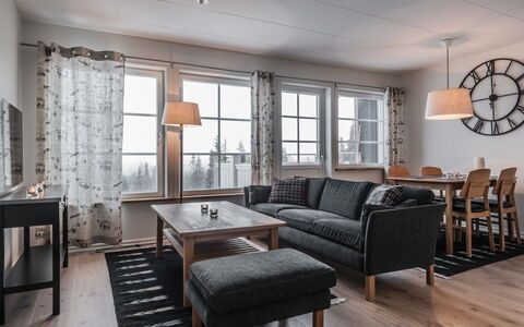 Trillevallen 2: Furniture, Interior Design, Flooring, Floor, Wood, Ceiling, Wood Flooring, Couch, Room, Living Room