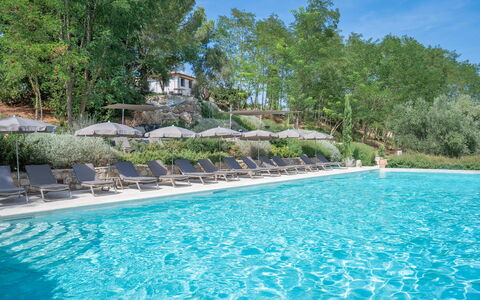 Belmonte Spereto Apartment With Pool, Montaione: Swimming Pool, Outdoor Furniture, Resort, Eco Hotel, Sunlounger, Landscaping, Resort Town, Thermae, Umbrella, Hacienda