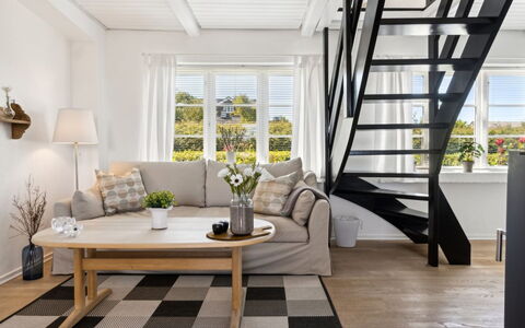 Mari - 150M from the Sea: Furniture, Interior Design, Flooring, Floor, Wood, Wood Flooring, Living Room, Couch, Ceiling, Room