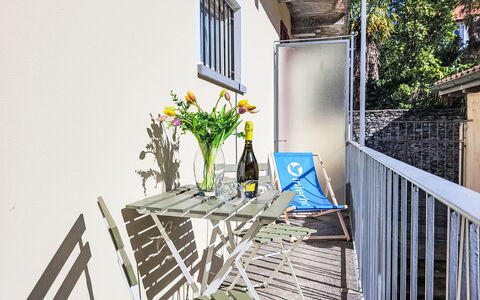 White Locarno Apt.1: Apartment, Balcony, Flowerpot, Houseplant, Chair, Porch, Outdoor Furniture, Shade, Deck, Fence
