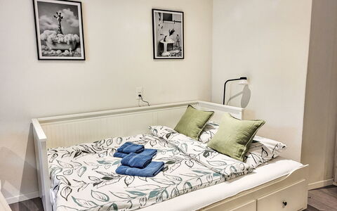 White Locarno Apt.1: Furniture, Bed, Bedroom, Interior Design, Wood, Bedding, Bed Sheet, Linens, Room, Textile