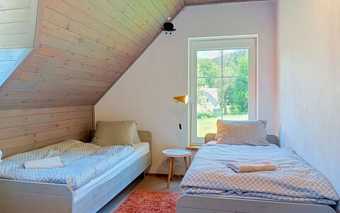 Dolní Lysečiny: Bedroom, Flooring, Wood, Floor, Bed, Interior Design, Ceiling, Furniture, Bed Sheet, Bedding